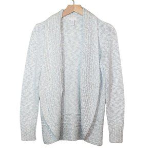 Chicos womens sweater size 0 S white metallic cocoon cardigan knit casual cozy